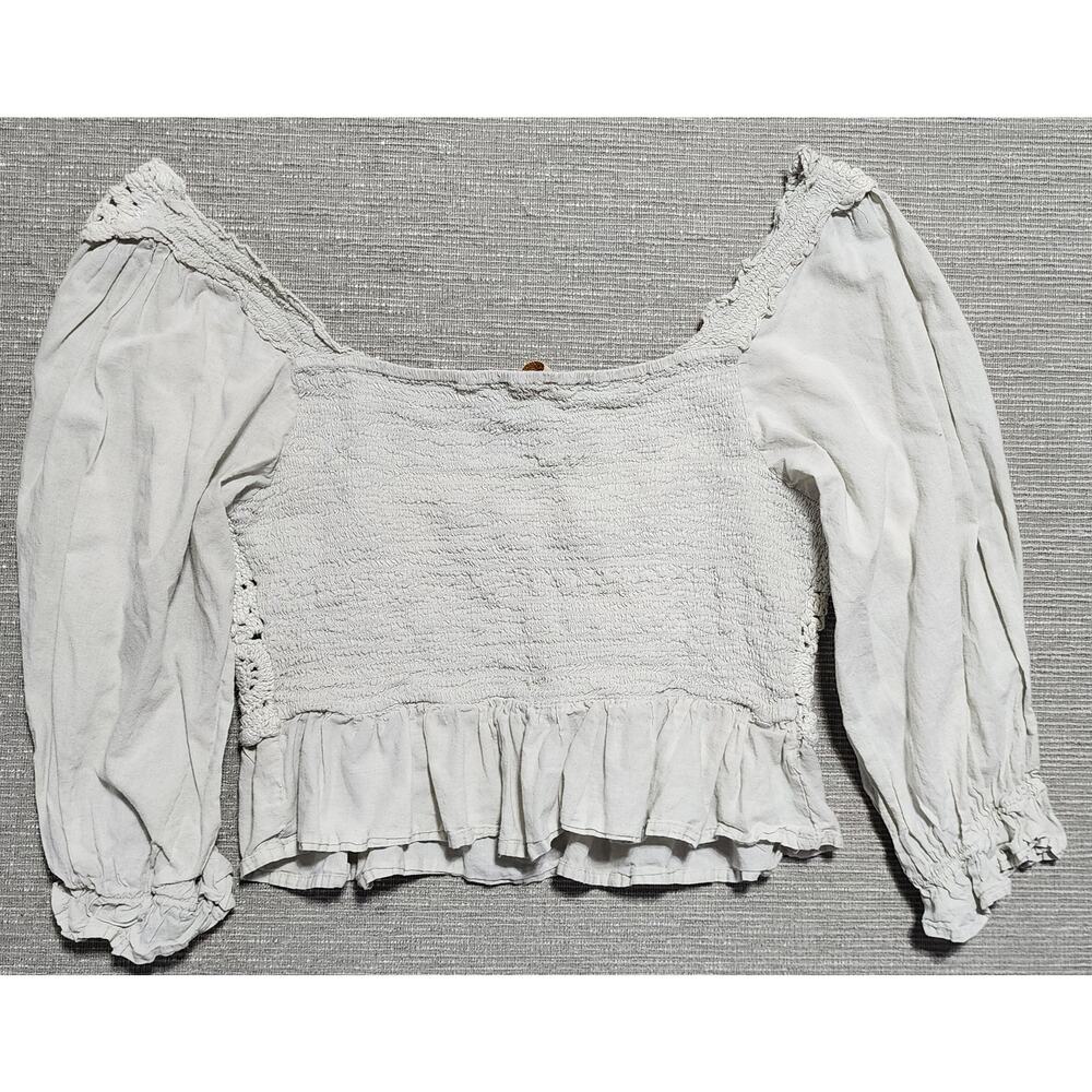 Rebellion Again Crochet Boho Peplum Blouse Women’s Large Cottagecore - Picture 8 of 13